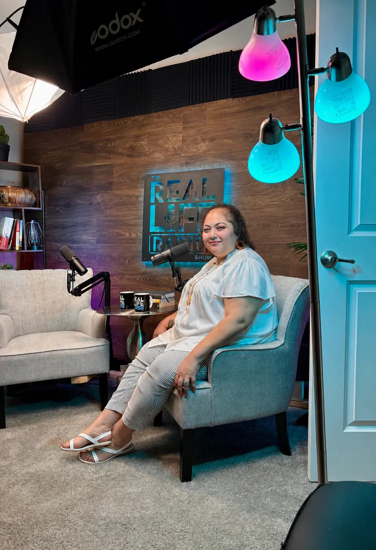 Melissa in an interview studio